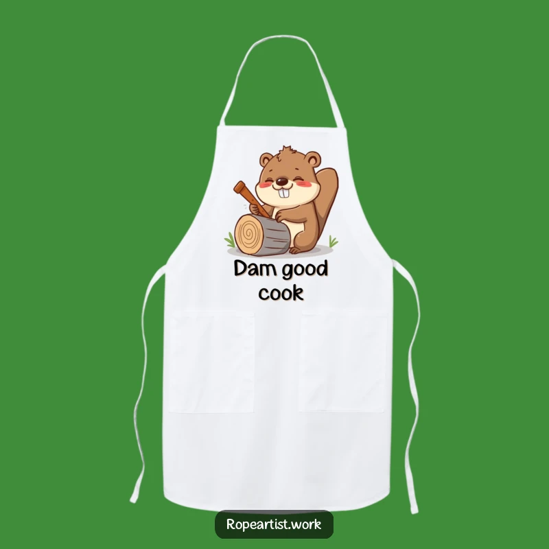 Funny Kawaii Beaver Apron: Cheerful Woodworker Chef Gift