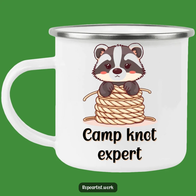Funny Kawaii Badger Camping Mug: Balanced Explorer's Fuel, Great Gift
