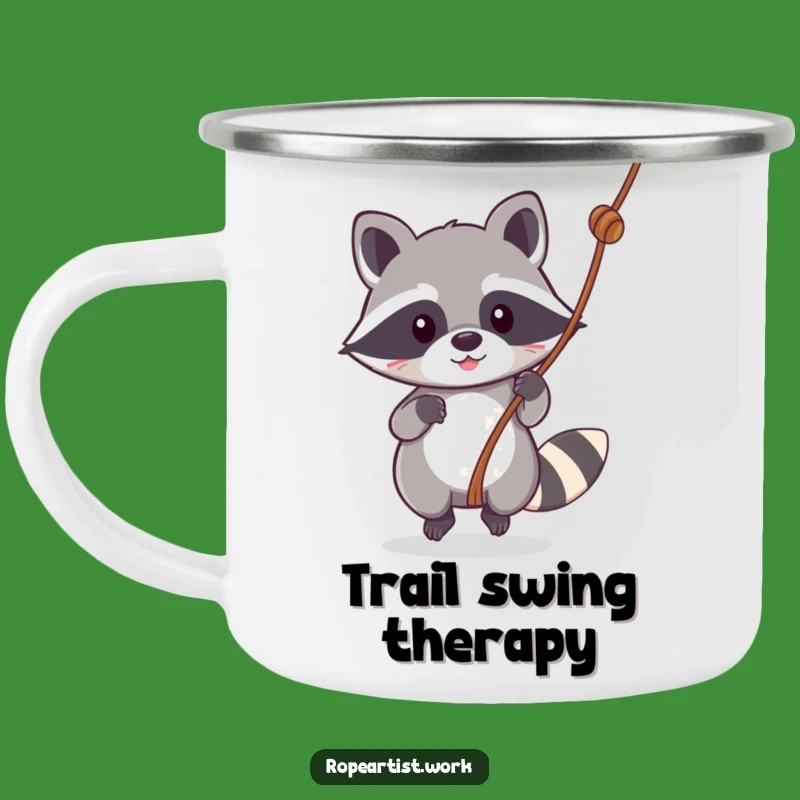 Funny Kawaii Raccoon Camping Mug: Adventure Fuel with a Swinging Animal, Great Gift