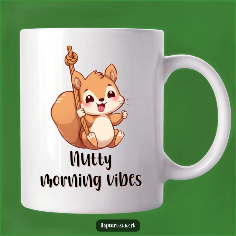 Funny Squirrel Rope Mug - Kawaii Swinging Character Gift for Adorable Moments