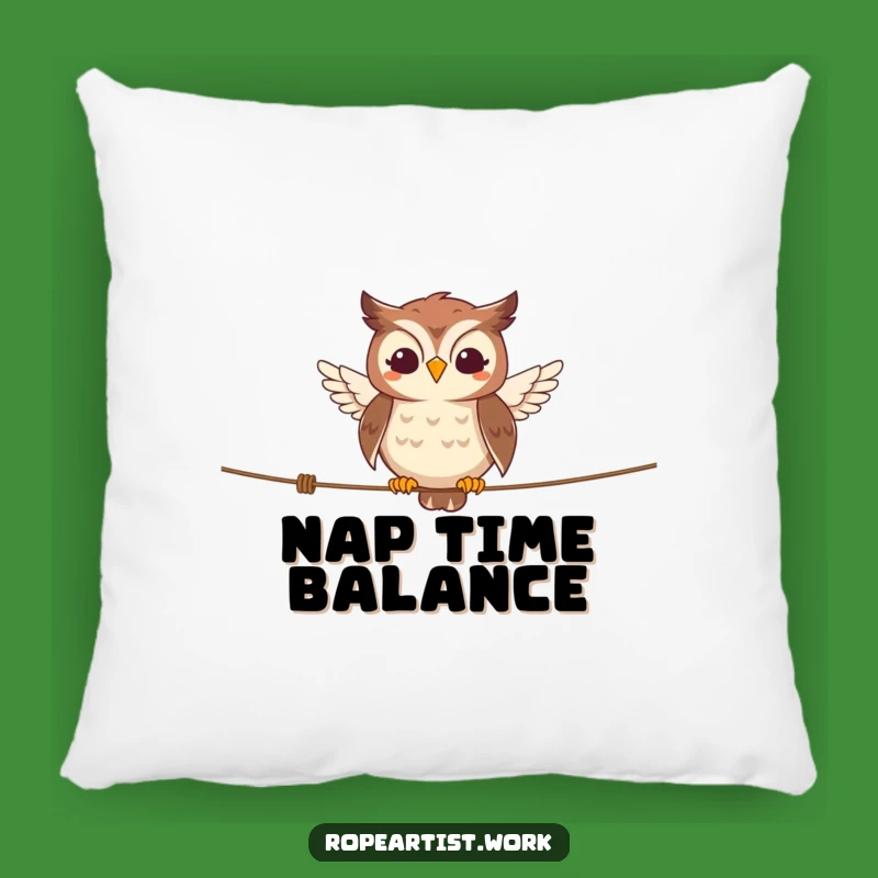 Funny Owl Pillow - Smiling Tightrope Comfort, Adorable Funny Gift Accent