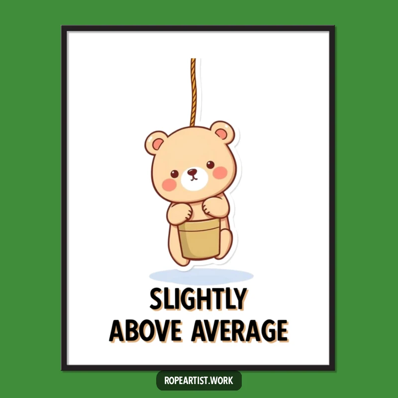 Funny Bear Digital Art - Adorable Rope Print, Instant Sweet Gift