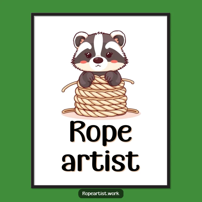 Funny Kawaii Badger Digital Art: Balanced Decor for Calm Spaces & Gifts