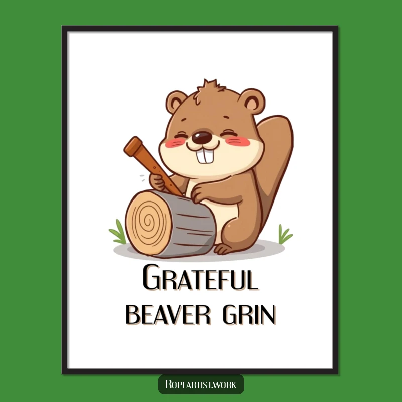 Instant Funny Kawaii Beaver Digital Art: Sawyer Print