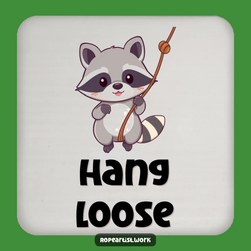 Funny Kawaii Raccoon Drink Coasters: Protect Surfaces with Playful Swinger, Gift Set