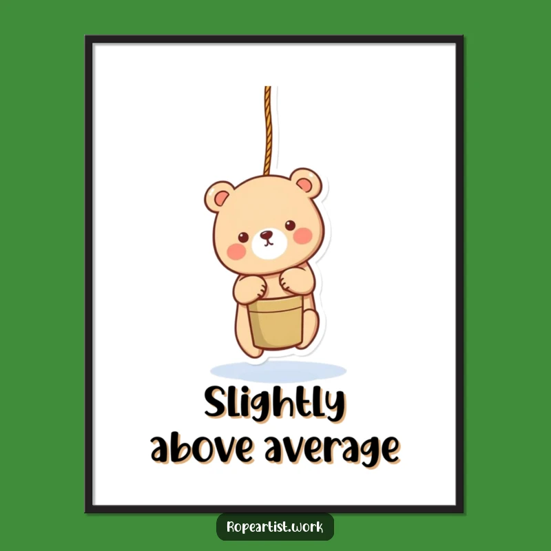 Funny Bear Poster - Adorable Rope Art, Whimsical Wall Decor Gift