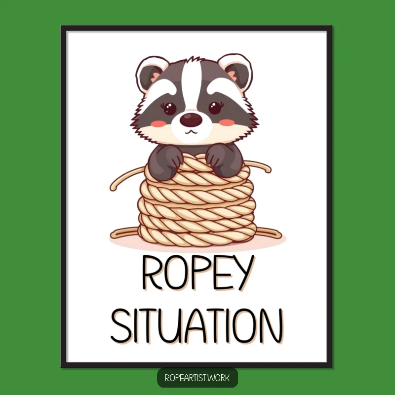 Funny Kawaii Badger Poster: Balanced Acrobat Art for Whimsical Decor & Gift