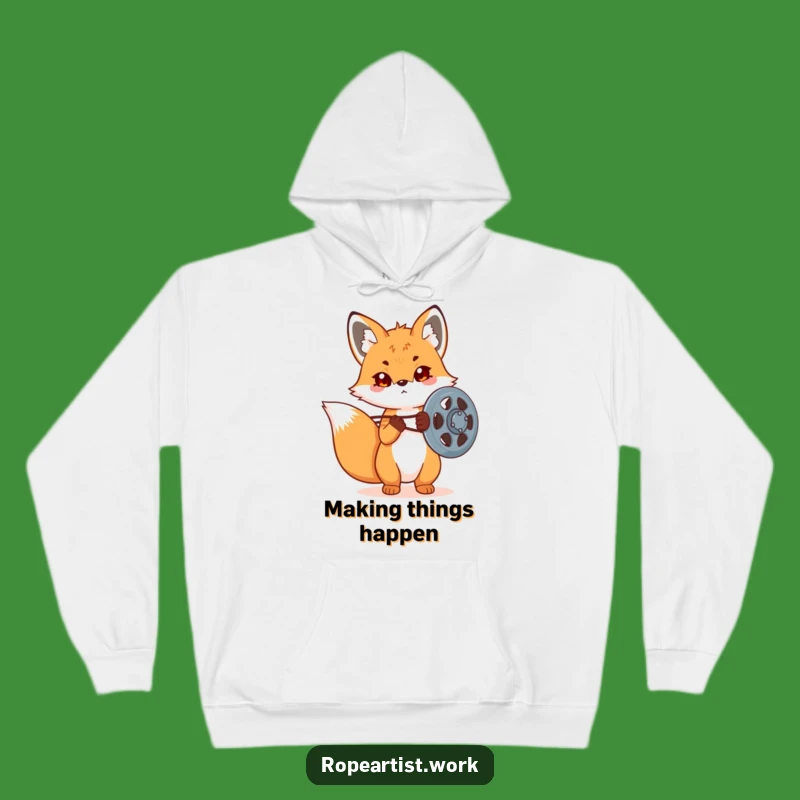 Funny Kawaii Fox Pulley Hoodie: Cozy Up with Focused Mechanic for a Warm Gift