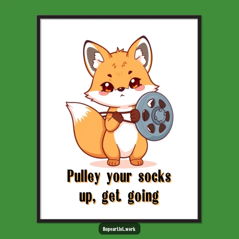 Free Printable Wall Art: Funny Kawaii Fox Pulley, Determined Downloadable Decor