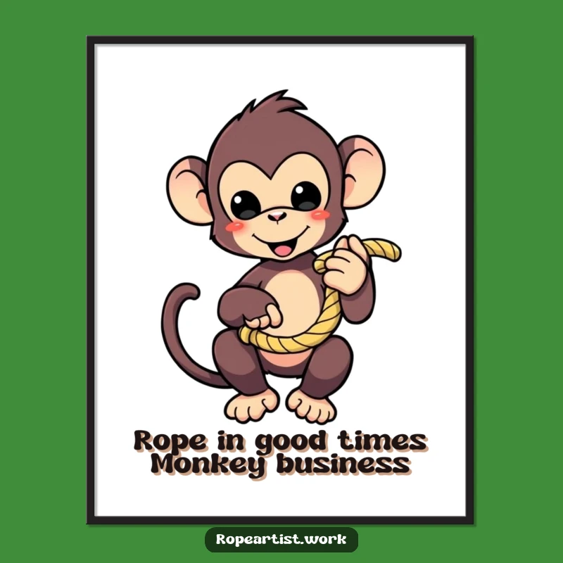 Funny Free Printable Wall Art: Playful Monkey Rope Design, Downloadable Art for Quirky Decor