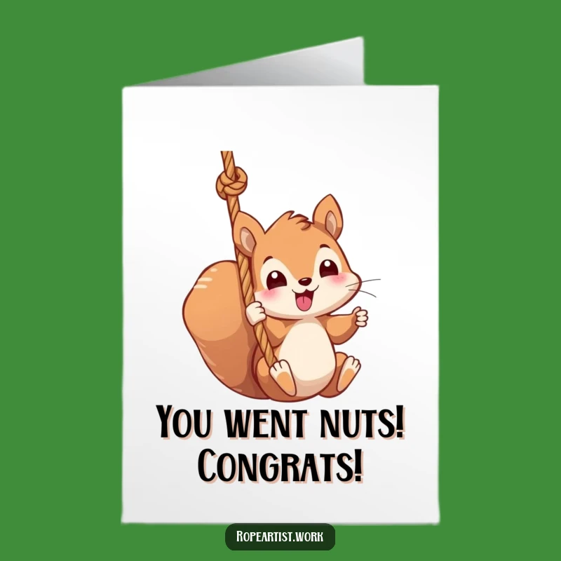 Free Printable Congrats Card: Squirrel Rope Swing Victory, Downloadable Hilarious Gift
