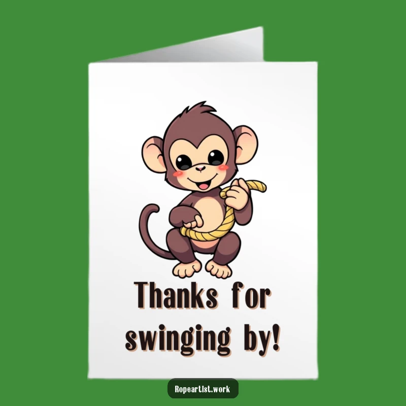 Free Printable Thank You Card: Playful Monkey Rope Thanks, Downloadable & Heartfelt Gift