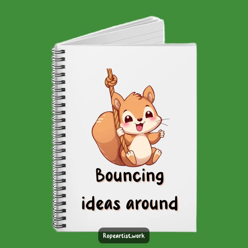 Funny Squirrel Notebook - Kawaii Swinging Rope Journal, Cute Gift for Students