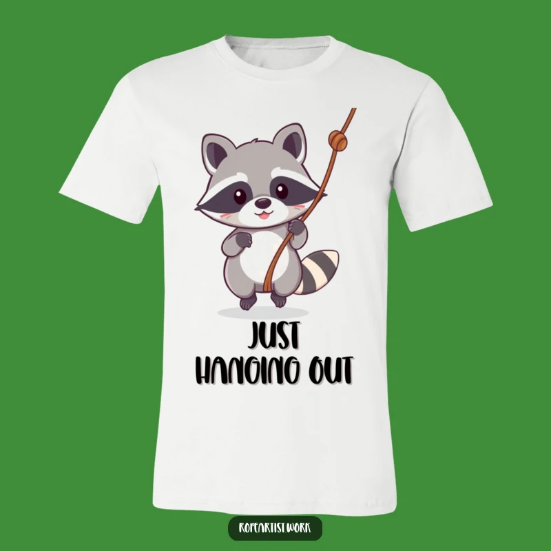 Funny Kawaii Raccoon T-Shirt: Playful Acrobat Swinging for the Ultimate Funny Gift Tee